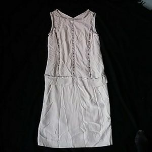 MAGASCONI COECTION BEIGE SILK FLAPPER DRESS, 4